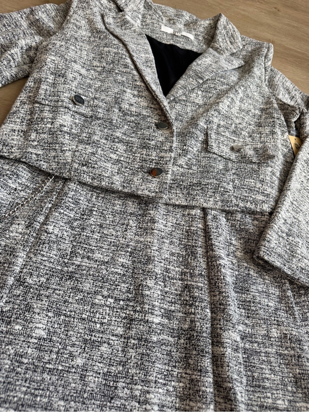 Madden NYC Dress and Jacket Set Tweed Gray SZ L Juniors - Picture 3 of 10
